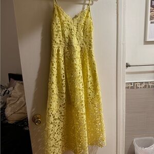 Astr Yellow Lace Maxi Dress